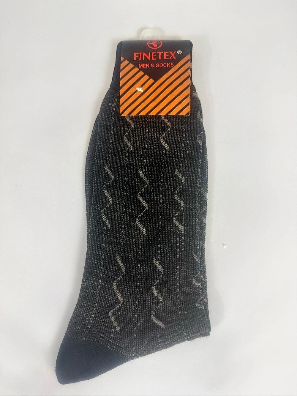 FINETEX Men's Geometric Socks Black & Gray NWT Vintage 10-13